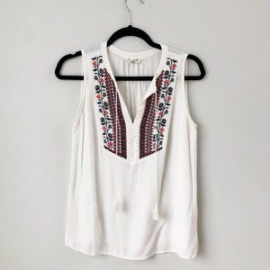 Artisan NY Embroidered Tank with Tassels